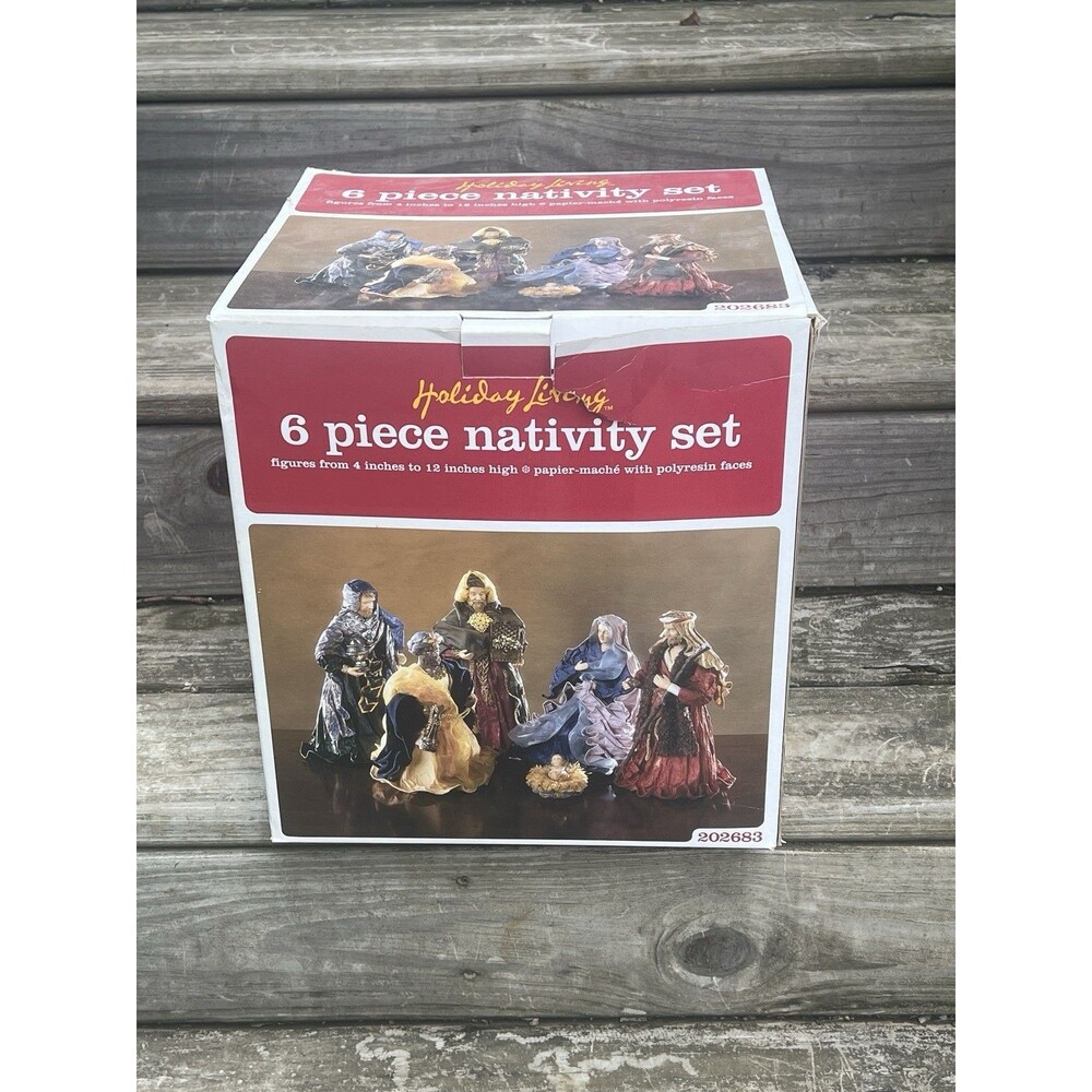 Vintage Paper Mache Fabric Mache Nativity Set Mary Joseph Jesus Wisemen 4"-12"T